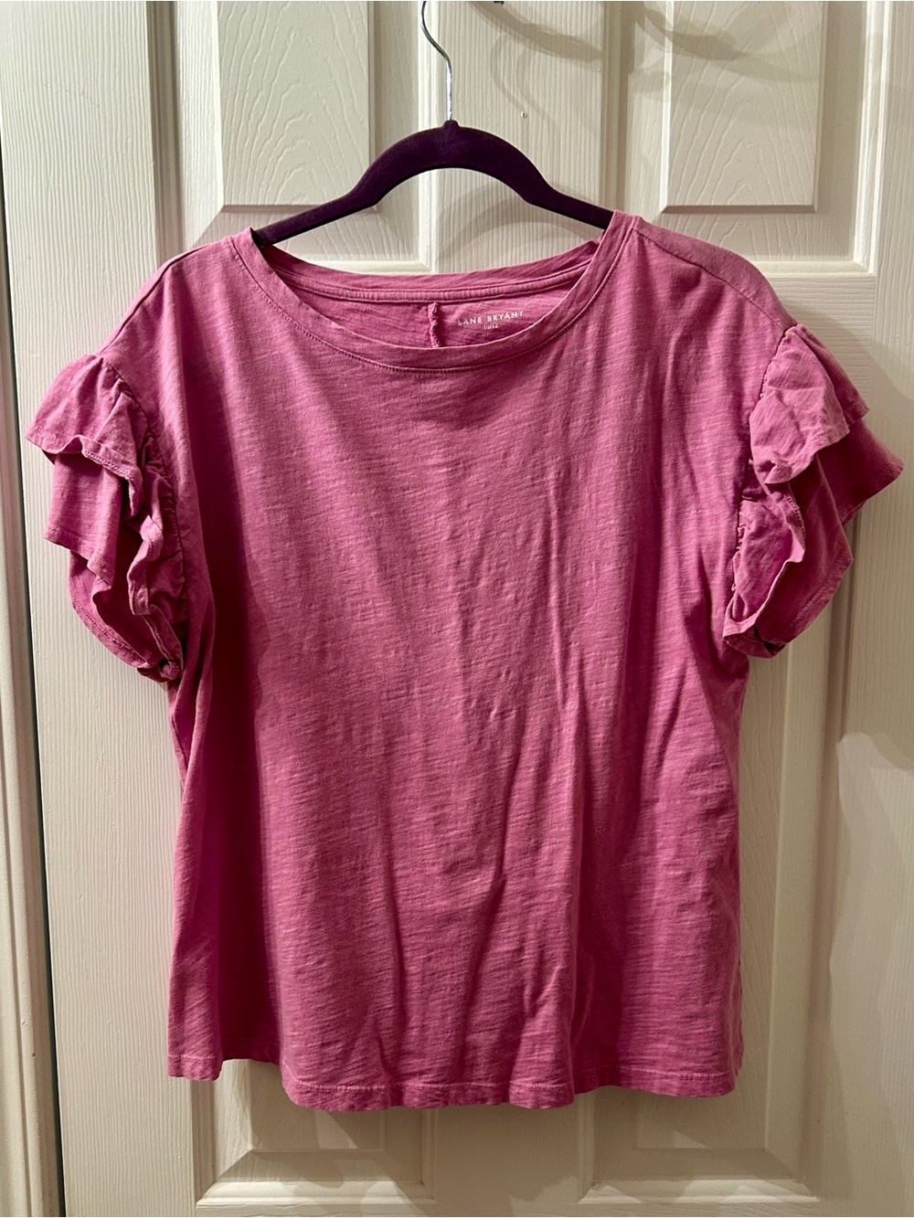 Lane Bryant Raspberry Pink Ruffle-Sleeve Tee